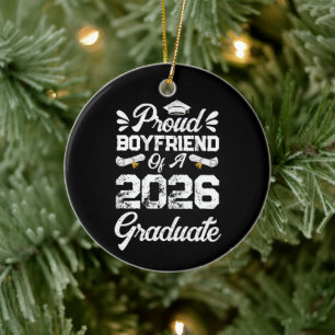 Proud Boyfriend of A Class 2026 Graduation Grad Ceramic Tree Decoration