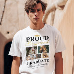 Proud Boyfriend of the Graduate T-Shirt<br><div class="desc">Elegant graduation ceremony t-shirt featuring a graduates mortarboard,  5 photos for you to replace with your own,  the saying "proud boyfriend of the graduate",  their name,  place of study,  and class year.</div>