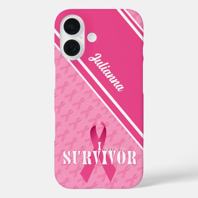 Proud Breast Cancer Survivor Pink Ribbon Case-Mate iPhone Case (Back)