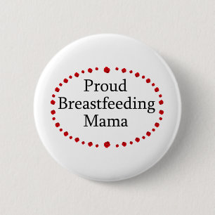 Proud Breastfeeding Mama Red Roses 6 Cm Round Badge