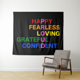 PROUD Bright Black Large Tapestry