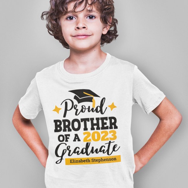 Proud Brother 2022 graduate black gold cap name T-Shirt (Creator Uploaded)