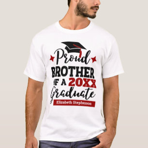 Proud Brother 2022 graduate black red cap name T-Shirt