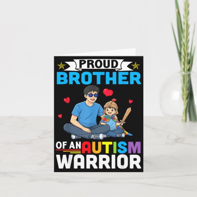 Proud brother autism awareness warrior support for card (Front)