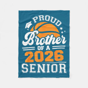 Proud Brother Basketball Senior 2026 Graphic Art Fleece Blanket