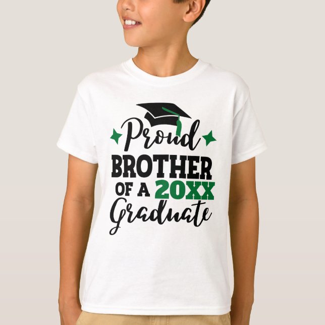 Proud Brother of 2022 graduate black green tassel T-Shirt (Front)