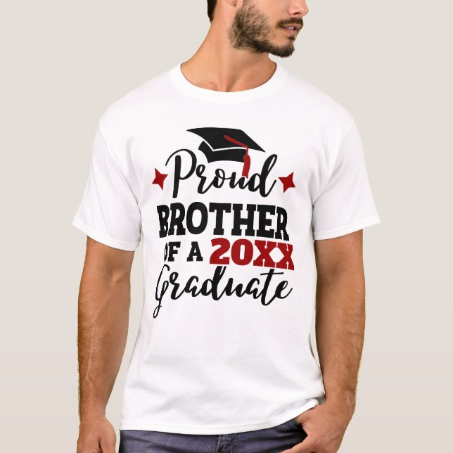 Proud Brother of a 2022 graduate black red cap T-Shirt (Front)