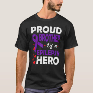 Proud Brother Of A Epilepsy Hero Warrior Purple Ri T-Shirt