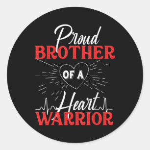 Proud Brother Of A Heart Warrior Chd Awareness Classic Round Sticker