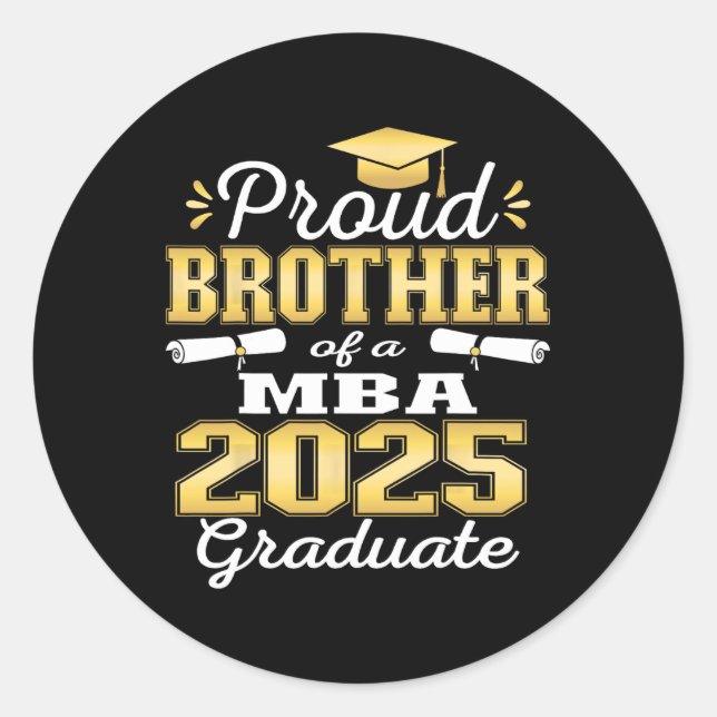 Proud Brother Of Cl Of 2025 M Graduate Grad Family Classic Round Sticker (Front)