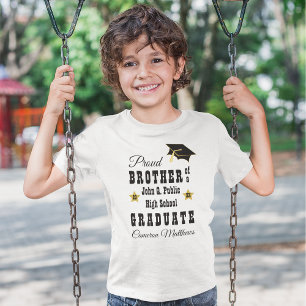 Proud Brother of Graduate Name School Graduation T-Shirt