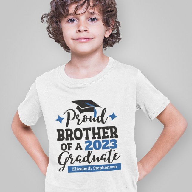 Proud Brother of the graduate black blue cap name T-Shirt (Creator Uploaded)