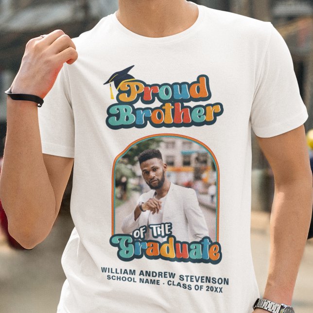 Proud Brother of the graduate photo groovy retro T-Shirt (Creator Uploaded)