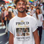 Proud Brother of the Graduate T-Shirt<br><div class="desc">Graduation ceremony t-shirt featuring a graduates mortarboard,  5 photos of your sibling,  the saying "proud brother of the graduate",  their name,  place of study,  and class year.</div>