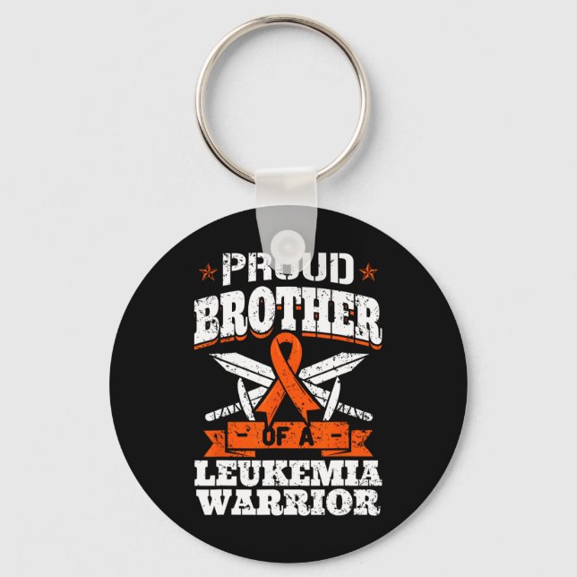 Proud Brotther Of A Leukaemia Warrior Bro Awarenes Key Ring (Front)