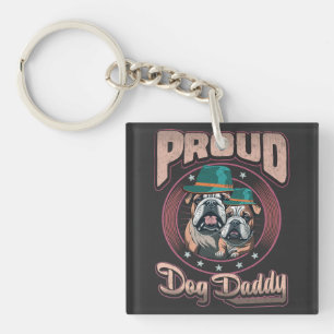 Proud Bulldog Dog Dad, Bulldog Father's Day Gift Key Ring