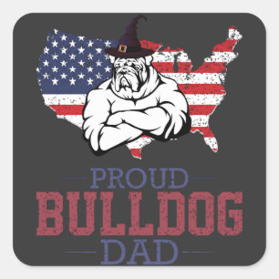 Proud Bulldog Dog Dad, Bulldog Father's Day Gift Square Sticker