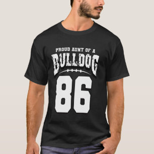 Proud Bulldog Football Aunt Of Player 86 T-Shirt