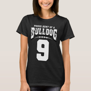 Proud Bulldog Football Aunt Of Player 9 T-Shirt