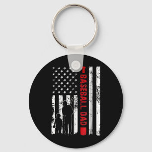 Proud Bysebyll Dad American Flag Sports Father Day Key Ring