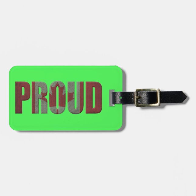 Proud Canada flag Personalised neon  Luggage Tag (Front Horizontal)