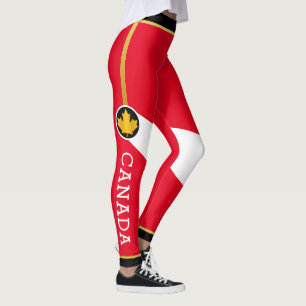 Proud Canadian Patriot with Gold Maple Leaf Leggings