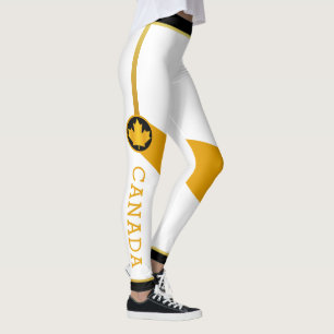 Proud Canadian Patriot with Gold Maple Leaf Leggings