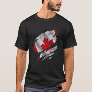 Proud Canadian Root Torn Ripped Canadia Flag T-Shirt