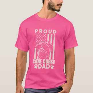 Proud Cane Corso Dad American Flag Patriotic Dog L T-Shirt