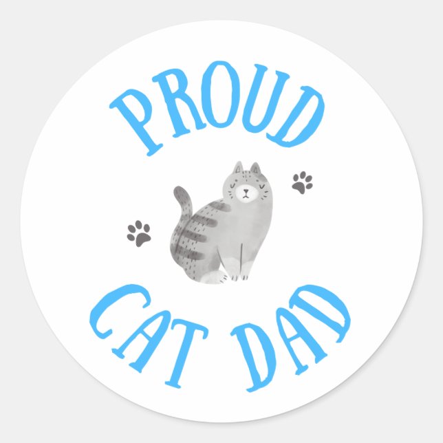 Proud Cat Dad Classic Round Sticker (Front)