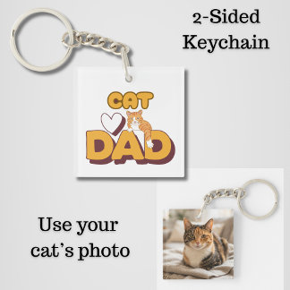 Proud Cat Dad Father's Day Double-Sided Key Ring