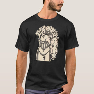 Proud Cat Dad Hand Draw Cute  Cat  Retro Cat T-Shirt