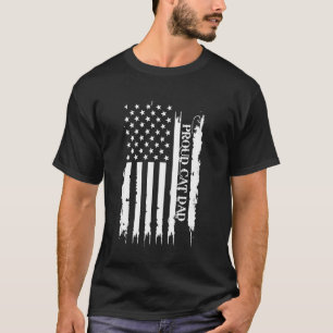 Proud Cat Dad United States Distressed w US Flag T-Shirt
