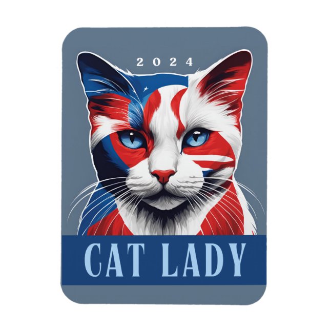 Proud Cat Lady Democrat 2024 US Election Magnet (Vertical)