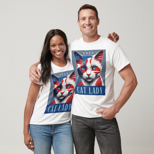 Proud Cat Lady Democrat 2024 US Election T-Shirt (Unisex)