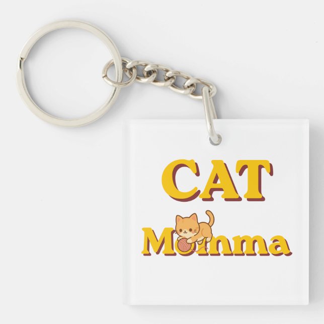 Proud Cat Momma Mother's Day Double-Sided  Key Ring (Front)