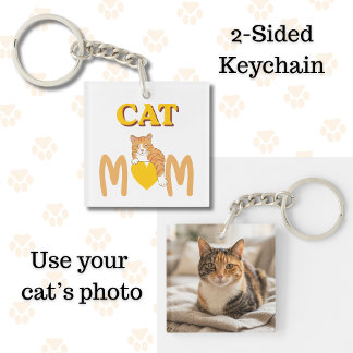 Proud Cat Mum Mother's Day Double-Sided Key Ring