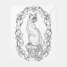 Proud Cat on Classical Pillar with Holly