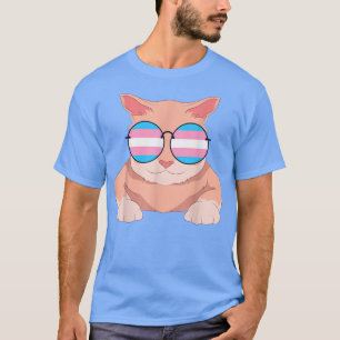 Proud Cat Transsexual Flag Trans Sunglasses LGBT T T-Shirt