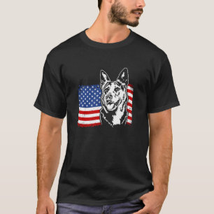 Proud Cattle Dog Heeler American US Flag Patriotic T-Shirt