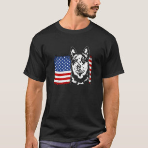 Proud Cattle Dog Heeler American US Flag Patriotic T-Shirt
