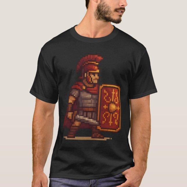 Proud Centurion – Roman Legionnaire in Pixel Art T-Shirt (Front)