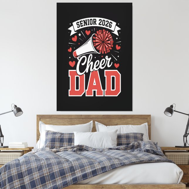 Proud Cheer Senior dad 2026 Canvas Print (Insitu(Bedroom))