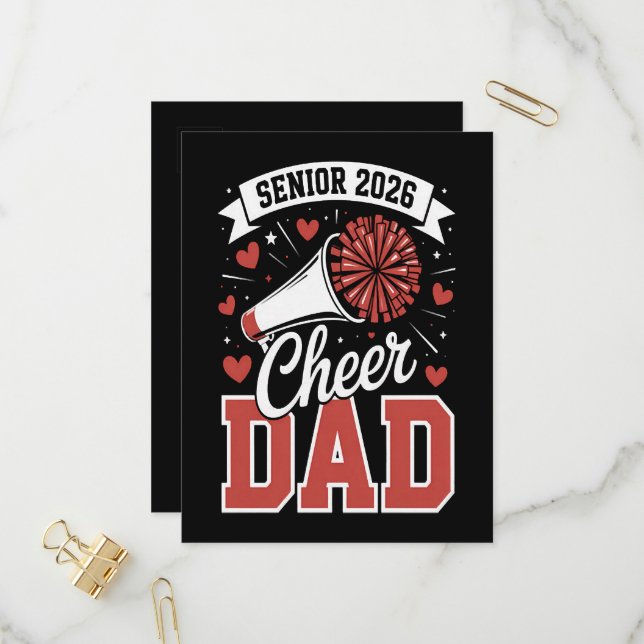 Proud Cheer Senior dad 2026 Invitation Postcard (Front/Back In Situ)