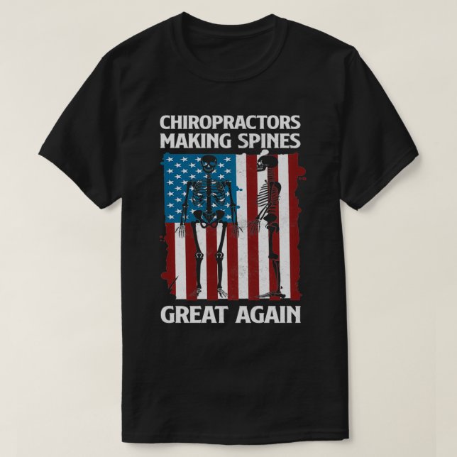 Proud Chiropractors USA Flag Chiropractic Funny Ch T-Shirt (Design Front)