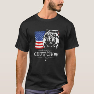 Proud Chow Chow Dad American Flag Patriotic Dog T-Shirt