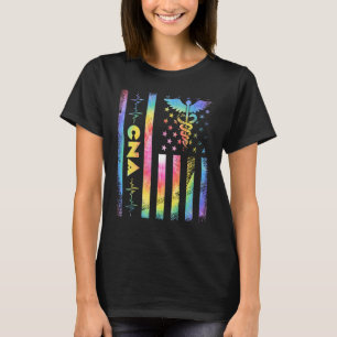 Proud CNA American Flag Tie Dye Certified Nurse As T-Shirt