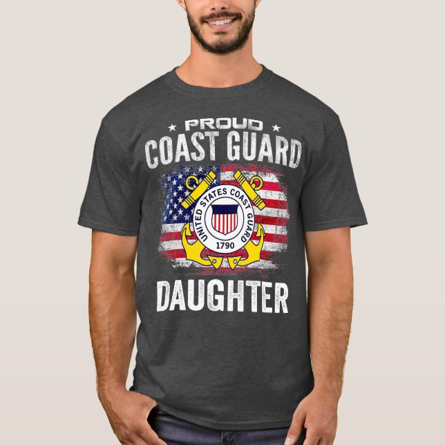 Proud Coast Guard Daughter With American Flag T-Shirt (Front)