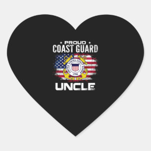 Proud Coast Guard Uncle With American Flag Gift Heart Sticker