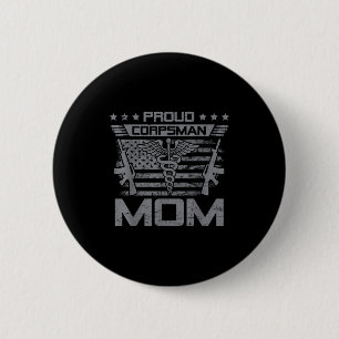 Proud Corpsman Mom Flag Usa Family Matching  6 Cm Round Badge